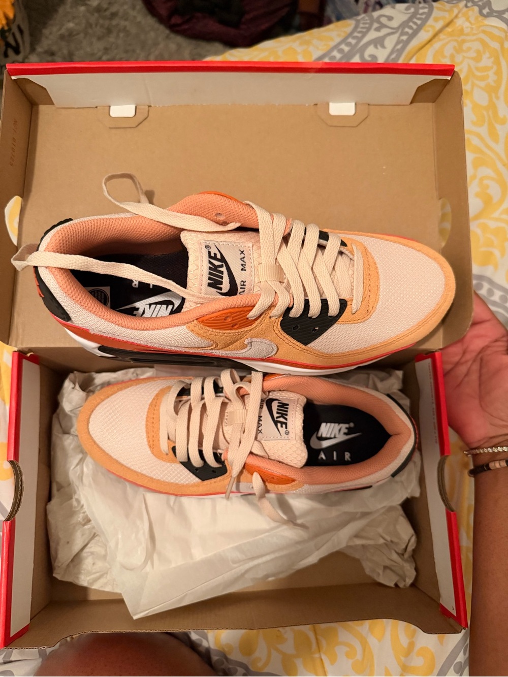 Nike Men’s Low-Top Sneakers in Peach, Black & Cream